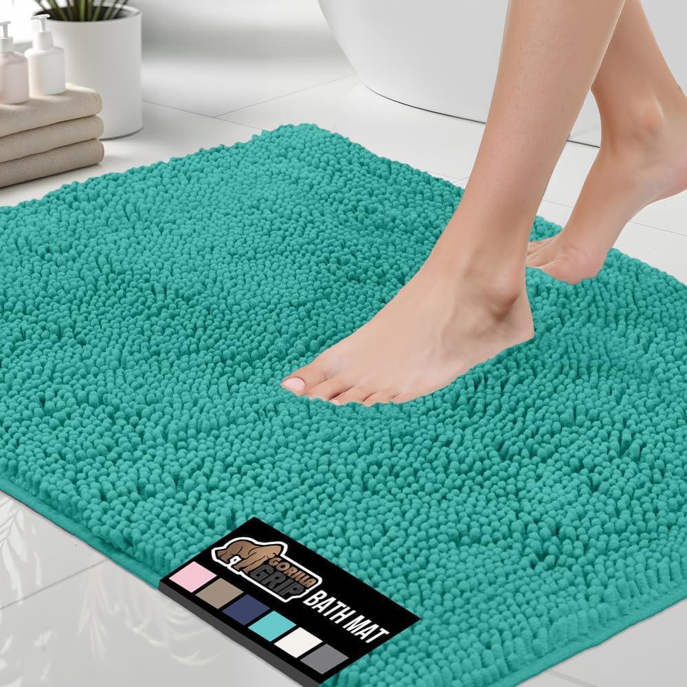 imageGORILLA GRIP Bath Rug Mat 36x24 Thick Absorbent Chenille Quick Dry Microfiber Mats Rubber Backing Washable Shower Floor Rugs Bathmat Runner US Designed Bathroom Home Decor Accessories Gray BeigeTurquoise