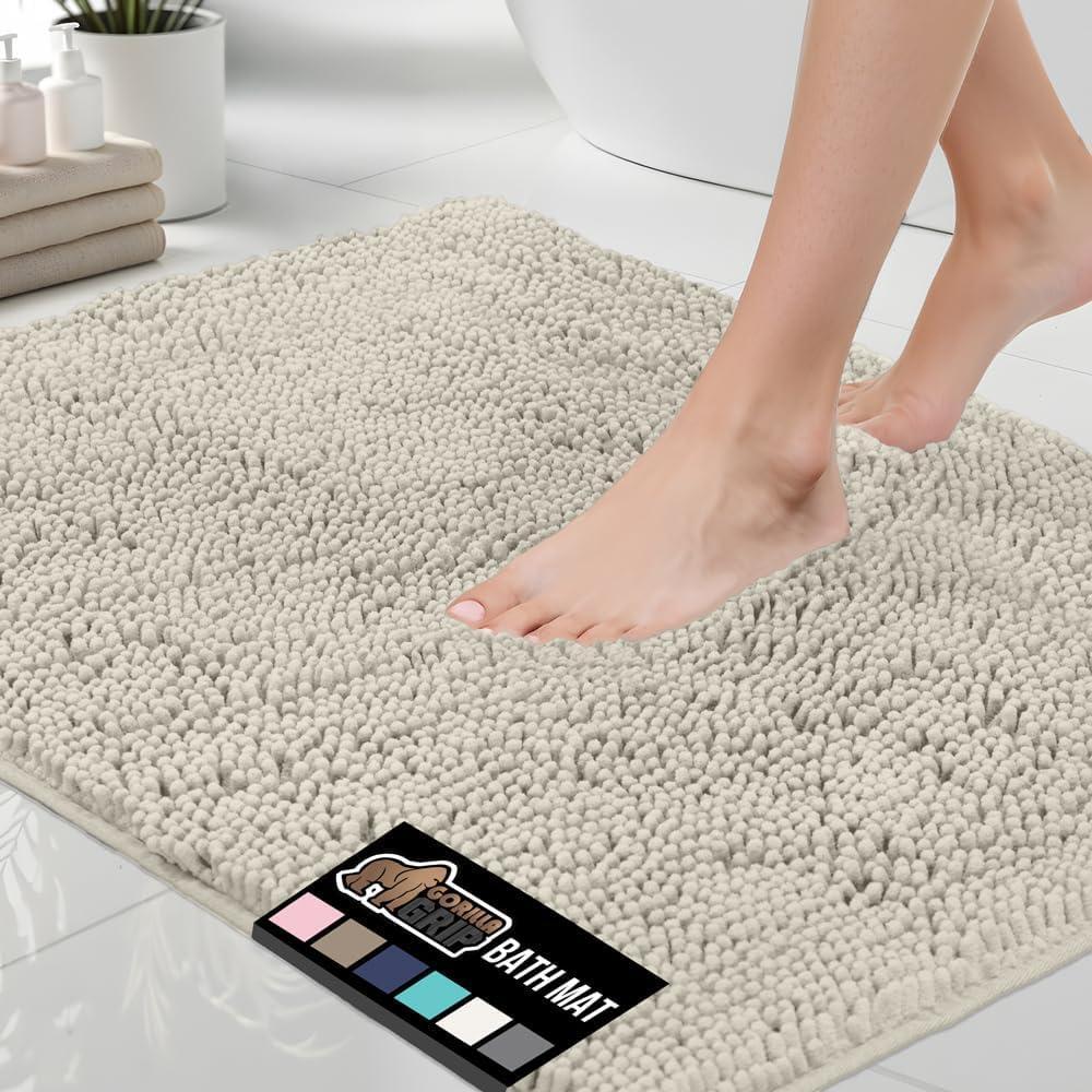 imageGORILLA GRIP Bath Rug Mat 36x24 Thick Absorbent Chenille Quick Dry Microfiber Mats Rubber Backing Washable Shower Floor Rugs Bathmat Runner US Designed Bathroom Home Decor Accessories Gray BeigeIvory