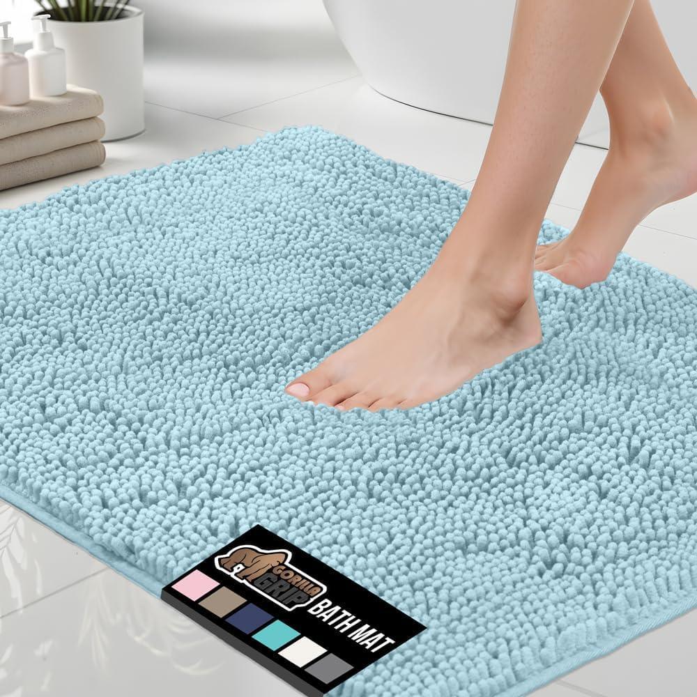 imageGORILLA GRIP Bath Rug Mat 36x24 Thick Absorbent Chenille Quick Dry Microfiber Mats Rubber Backing Washable Shower Floor Rugs Bathmat Runner US Designed Bathroom Home Decor Accessories Gray BeigeSky
