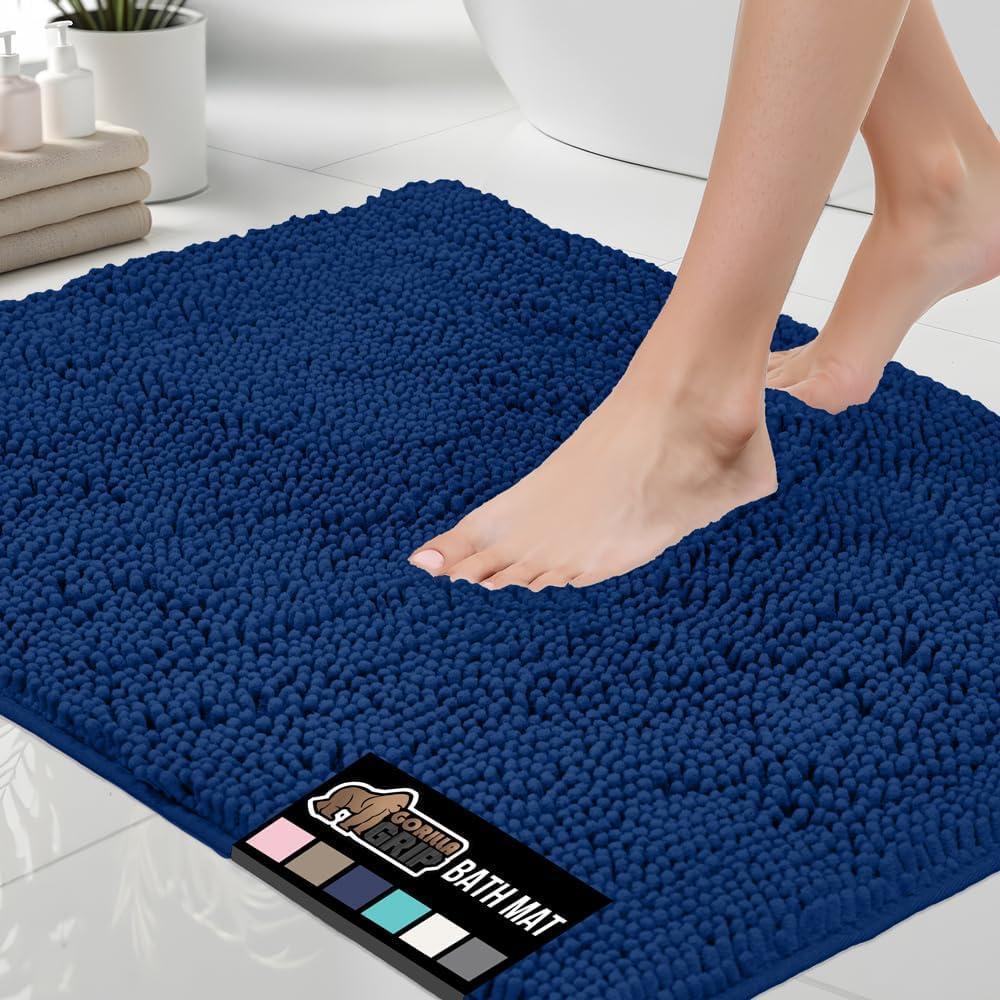 imageGORILLA GRIP Bath Rug Mat 36x24 Thick Absorbent Chenille Quick Dry Microfiber Mats Rubber Backing Washable Shower Floor Rugs Bathmat Runner US Designed Bathroom Home Decor Accessories Gray BeigeRoyal Blue
