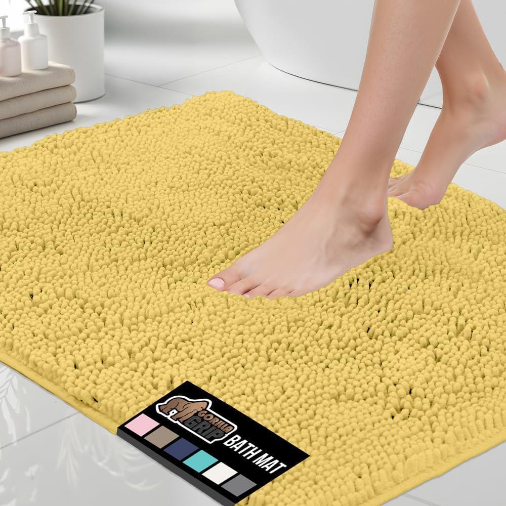 imageGORILLA GRIP Bath Rug Mat 36x24 Thick Absorbent Chenille Quick Dry Microfiber Mats Rubber Backing Washable Shower Floor Rugs Bathmat Runner US Designed Bathroom Home Decor Accessories Gray BeigeYellow