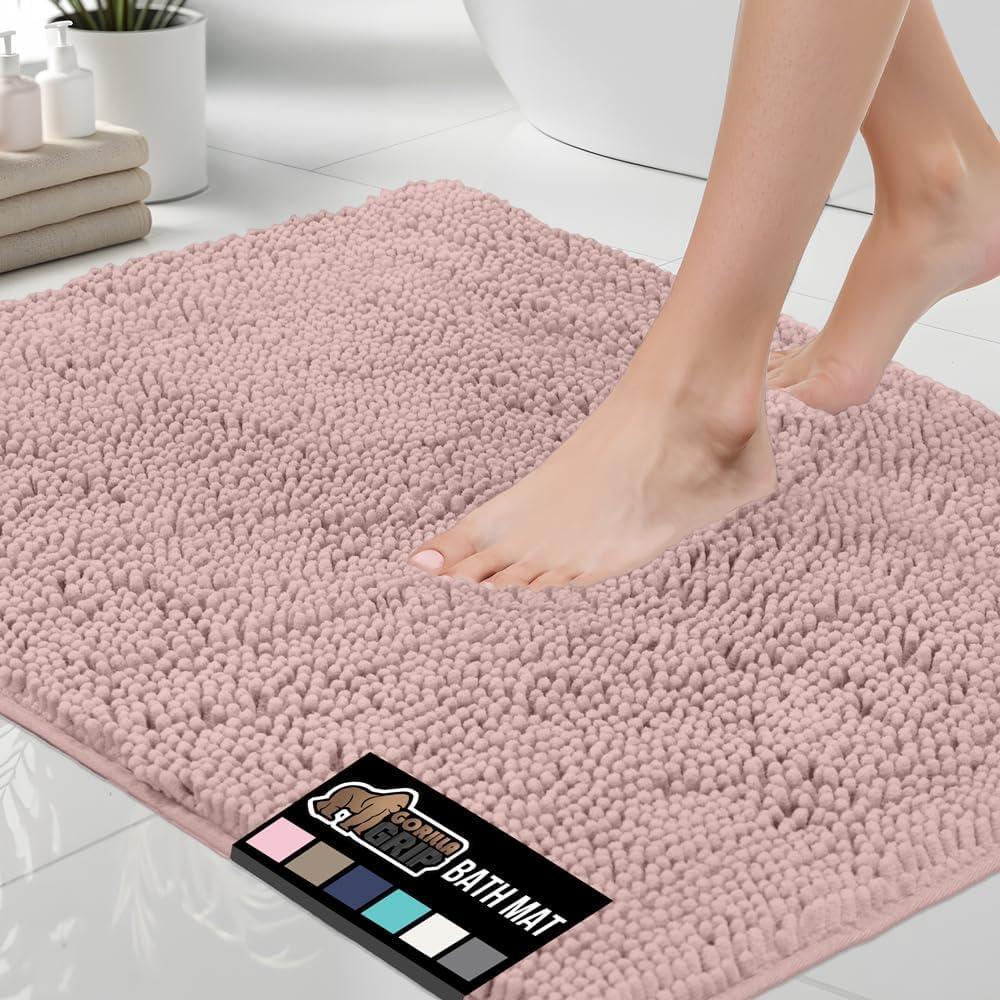 imageGORILLA GRIP Bath Rug Mat 36x24 Thick Absorbent Chenille Quick Dry Microfiber Mats Rubber Backing Washable Shower Floor Rugs Bathmat Runner US Designed Bathroom Home Decor Accessories Gray BeigeDusty Rose