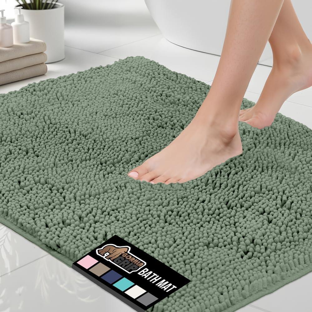 imageGORILLA GRIP Bath Rug Mat 36x24 Thick Absorbent Chenille Quick Dry Microfiber Mats Rubber Backing Washable Shower Floor Rugs Bathmat Runner US Designed Bathroom Home Decor Accessories Gray BeigeSage