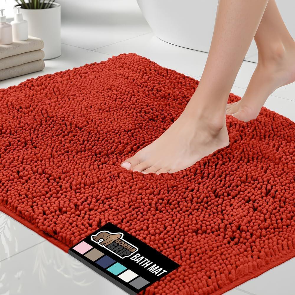 imageGORILLA GRIP Bath Rug Mat 36x24 Thick Absorbent Chenille Quick Dry Microfiber Mats Rubber Backing Washable Shower Floor Rugs Bathmat Runner US Designed Bathroom Home Decor Accessories Gray BeigeSunset Orange