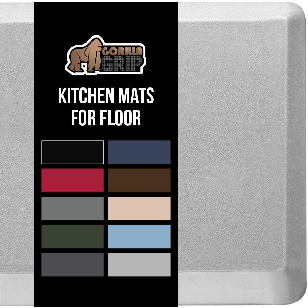 imageGORILLA GRIP Comfortable Cushioned Kitchen Mats for Floor Waterproof and Stain Resistant Soft Top 34 Inch Thick Ergonomic Standing Desk Anti Fatigue Mat Foam Supports Ankles and Feet 20x32 GreyLight Gray