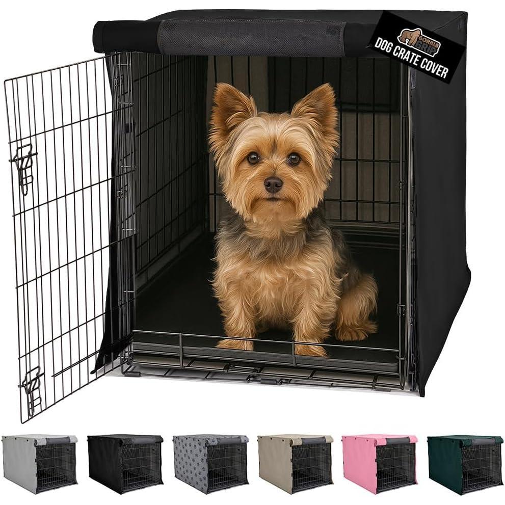 imageGORILLA GRIP Dog Crate Covers Compatible with Amazon Basics Dog Crates All Sides Open Privacy Cover Fits 36quot Wire Kennel Breathable Mesh Windows Light Reducing Puppy Training Cage Topper BlackBlack