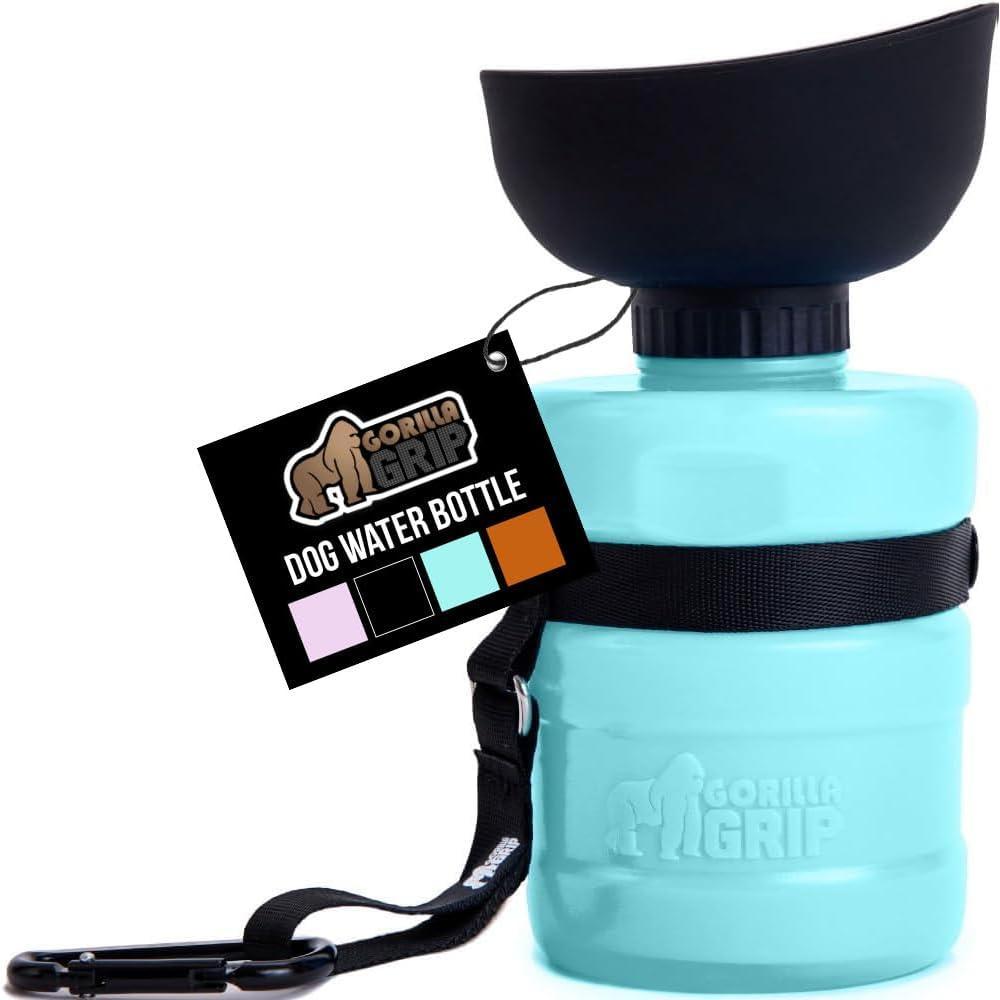 imageGORILLA GRIP Dog Water Bottle Portable Water Bowl Dispenser for Dogs 20 oz Leak Proof Pet Travel Squeeze Bottles Food Grade Silicone Pet Stocking to Go Puppy Essentials TurquoiseTurquoise