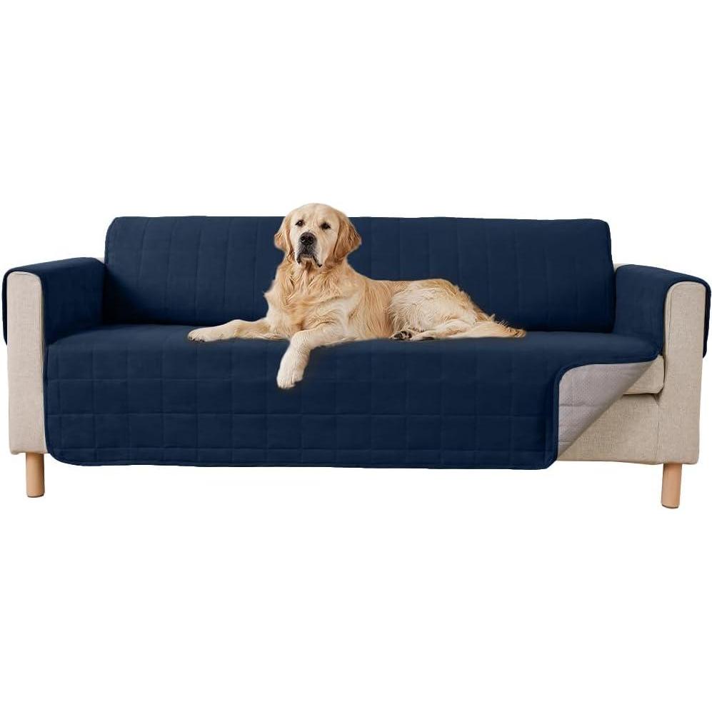 imageGORILLA GRIP Patented Waterproof SlipResistant 23quot Chair Protector Cover for Leather or Fabric Couch Cushion Large Microsuede Furniture Covers Dogs Pets Machine Washable Slipcover GrayNavy