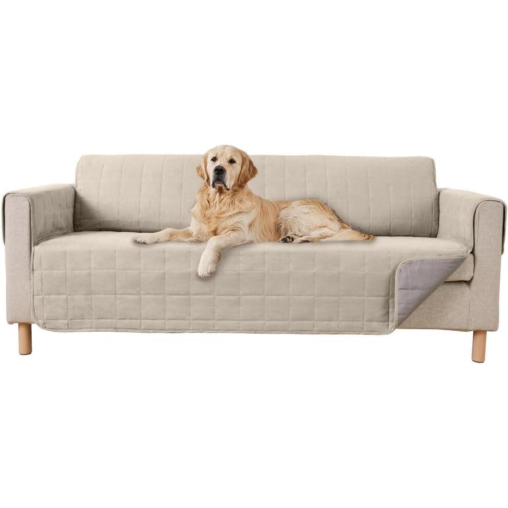 imageGORILLA GRIP Patented Waterproof SlipResistant 23quot Chair Protector Cover for Leather or Fabric Couch Cushion Large Microsuede Furniture Covers Dogs Pets Machine Washable Slipcover GrayTaupe