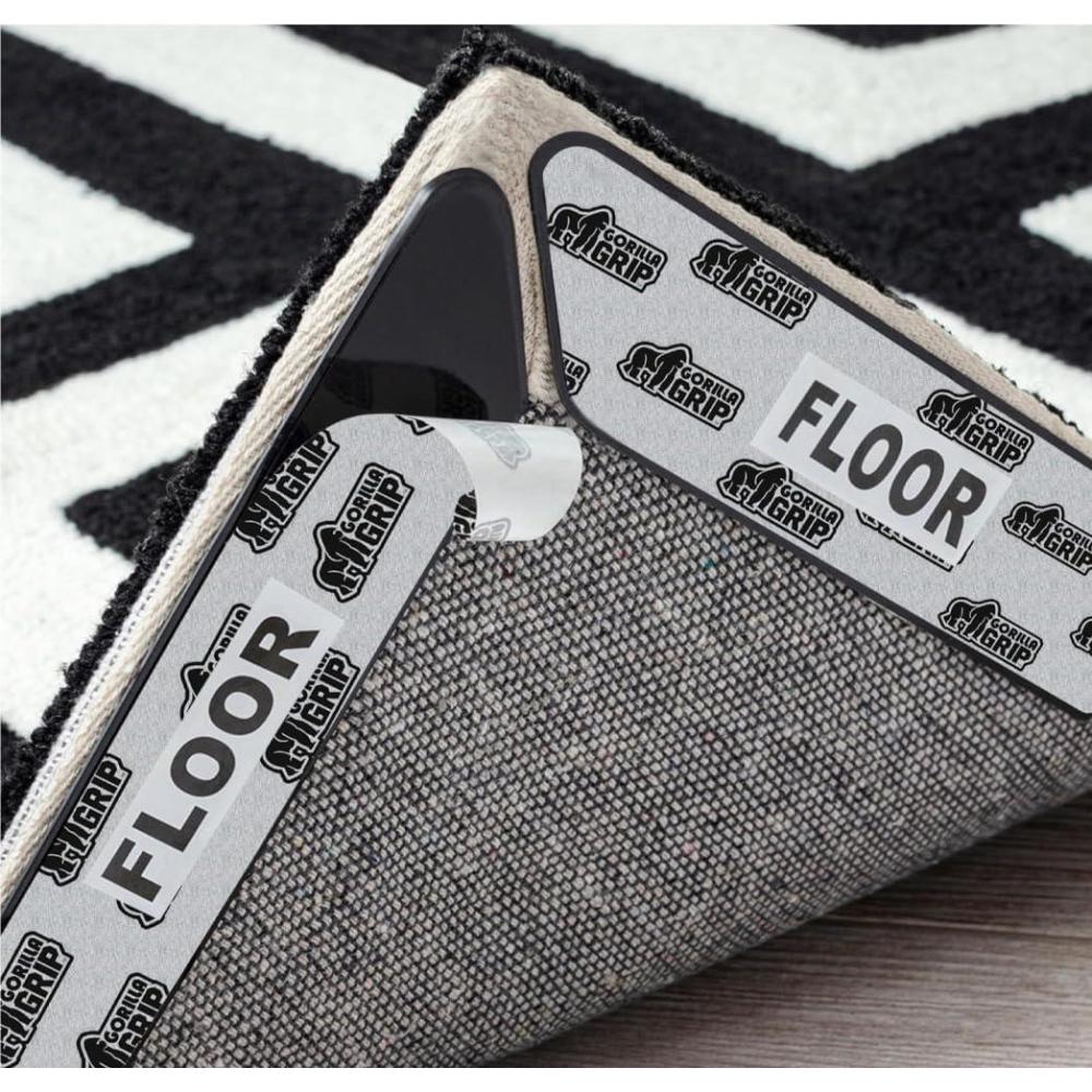 imageGORILLA GRIP Rug Gripper Pads Keep Area Rugs Corners from Curling Reusable DoubleSided Stickers Holds Down Carpet in Place Grips on Tile and Hardwood Floors Helps Prevent Sliding Home Dcor 8 Pcs