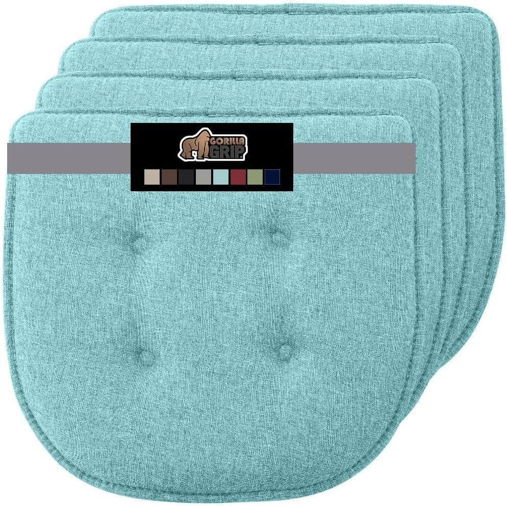 imageGORILLA GRIP Slip Resistant Chair Cushions No Ties Required Memory Foam Pads for Dining Room Kitchen Table Office Rocking Chairs Plush Seat Cover Cushion Pad Home Decor Set of 4 16x16 GrayTufted Turquoise