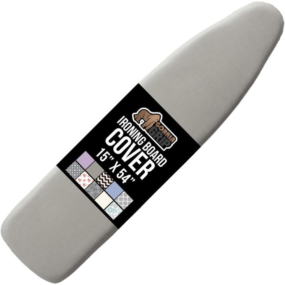imageGORILLA GRIP The Original Ironing Board Cover and Pad Silicone Coating Thick Scorch Resistant Padding Heavy Duty Iron Covers Standard Boards Hook and Loop Fastener Strap Silver 15x54Gray Silver