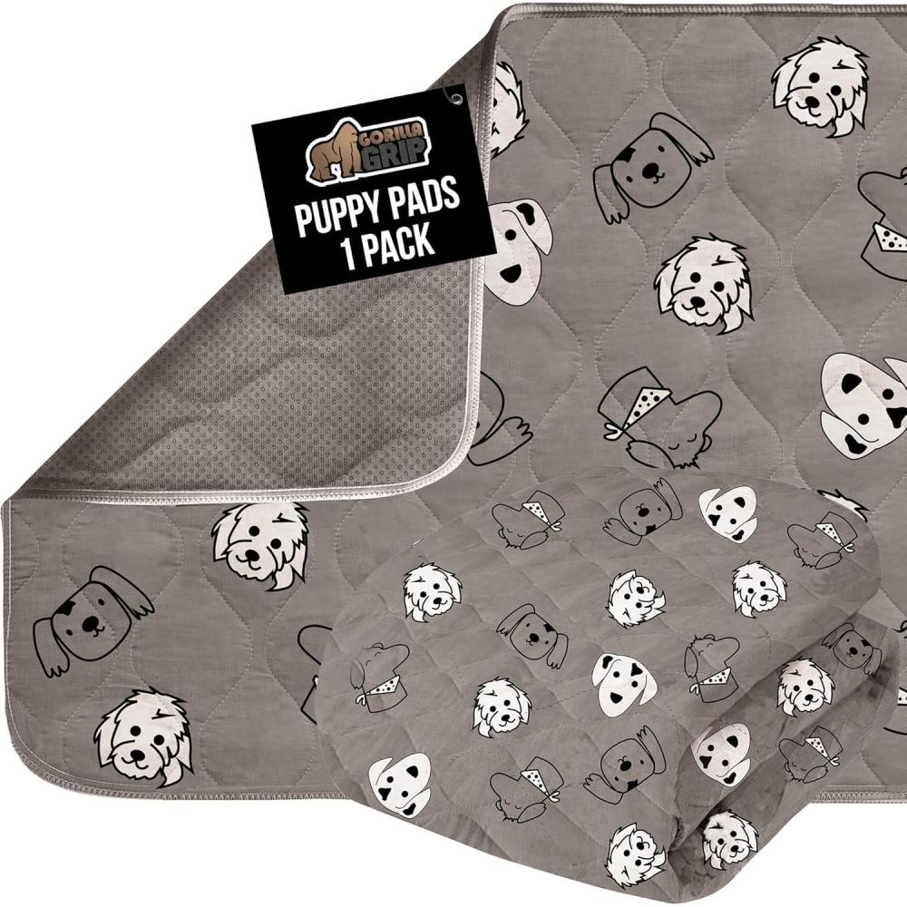 imageGORILLA GRIP Washable Puppy Pads 40x26 Slip Resistant Dog Crate Mat Waterproof Cloth Pee Pad for Training Puppies in Playpen Reusable Pet Incontinence Blanket Protects Sofa Furniture FloorsDog Faces