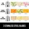 GORILLA GRIP BPA-Free Rotary Cheese Grater Hand Crank, Easy to Set Up, Strong Suction Base for Kitchen Countertop, Shred Potato, Vegetable, Nuts in Seconds, Round Mandoline Slicer, 3 Blades, Gray