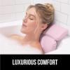 GORILLA GRIP Bath Pillow for Tub, Headrest for Neck and Back Support, Luxury Bathtub Pillows, Hot Tub Cushions, Bathroom Accessories for Women, Relaxing Spa Gifts for Mom Wife Girlfriend 2 Panel White(Pink)