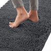 GORILLA GRIP Bath Rug Mat 36×24, Thick Absorbent Chenille, Quick Dry Microfiber Mats, Rubber Backing Washable Shower Floor Rugs, Bathmat Runner, US Designed Bathroom Home Decor Accessories Gray Beige(Charcoal)