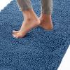 GORILLA GRIP Bath Rug Mat 36×24, Thick Absorbent Chenille, Quick Dry Microfiber Mats, Rubber Backing Washable Shower Floor Rugs, Bathmat Runner, US Designed Bathroom Home Decor Accessories Gray Beige(Blue)
