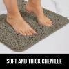 GORILLA GRIP Bath Rug Mat 36×24, Thick Absorbent Chenille, Quick Dry Microfiber Mats, Rubber Backing Washable Shower Floor Rugs, Bathmat Runner, US Designed Bathroom Home Decor Accessories Gray Beige(Latte)