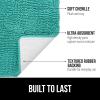 GORILLA GRIP Bath Rug Mat 36×24, Thick Absorbent Chenille, Quick Dry Microfiber Mats, Rubber Backing Washable Shower Floor Rugs, Bathmat Runner, US Designed Bathroom Home Decor Accessories Gray Beige(Turquoise)