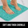 GORILLA GRIP Bath Rug Mat 36×24, Thick Absorbent Chenille, Quick Dry Microfiber Mats, Rubber Backing Washable Shower Floor Rugs, Bathmat Runner, US Designed Bathroom Home Decor Accessories Gray Beige(Turquoise)