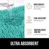 GORILLA GRIP Bath Rug Mat 36×24, Thick Absorbent Chenille, Quick Dry Microfiber Mats, Rubber Backing Washable Shower Floor Rugs, Bathmat Runner, US Designed Bathroom Home Decor Accessories Gray Beige(Turquoise)