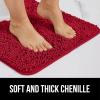 GORILLA GRIP Bath Rug Mat 36×24, Thick Absorbent Chenille, Quick Dry Microfiber Mats, Rubber Backing Washable Shower Floor Rugs, Bathmat Runner, US Designed Bathroom Home Decor Accessories Gray Beige(Red)