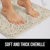 GORILLA GRIP Bath Rug Mat 36×24, Thick Absorbent Chenille, Quick Dry Microfiber Mats, Rubber Backing Washable Shower Floor Rugs, Bathmat Runner, US Designed Bathroom Home Decor Accessories Gray Beige(Dusty Cloud)