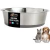 GORILLA GRIP Dog Bowls, Holds 2 Cups Each (16 fl oz), Heavy Duty Stainless Steel Food and Water Bowl for Feeding Dogs and Cats, Dishwasher Safe, Rust Resistant, BPA Free Rubber Base, Set of 2 Black(Black)