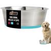 GORILLA GRIP Dog Bowls, Holds 2 Cups Each (16 fl oz), Heavy Duty Stainless Steel Food and Water Bowl for Feeding Dogs and Cats, Dishwasher Safe, Rust Resistant, BPA Free Rubber Base, Set of 2 Black(Turquoise)