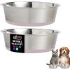 GORILLA GRIP Dog Bowls, Holds 2 Cups Each (16 fl oz), Heavy Duty Stainless Steel Food and Water Bowl for Feeding Dogs and Cats, Dishwasher Safe, Rust Resistant, BPA Free Rubber Base, Set of 2 Black(Light Pink)