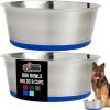 GORILLA GRIP Dog Bowls, Holds 2 Cups Each (16 fl oz), Heavy Duty Stainless Steel Food and Water Bowl for Feeding Dogs and Cats, Dishwasher Safe, Rust Resistant, BPA Free Rubber Base, Set of 2 Black(Royal Blue)
