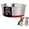 GORILLA GRIP Dog Bowls, Holds 2 Cups Each (16 fl oz), Heavy Duty Stainless Steel Food and Water Bowl for Feeding Dogs and Cats, Dishwasher Safe, Rust Resistant, BPA Free Rubber Base, Set of 2 Black(Red)