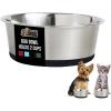 GORILLA GRIP Dog Bowls, Holds 2 Cups Each (16 fl oz), Heavy Duty Stainless Steel Food and Water Bowl for Feeding Dogs and Cats, Dishwasher Safe, Rust Resistant, BPA Free Rubber Base, Set of 2 Black(Black)