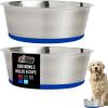 GORILLA GRIP Dog Bowls, Holds 2 Cups Each (16 fl oz), Heavy Duty Stainless Steel Food and Water Bowl for Feeding Dogs and Cats, Dishwasher Safe, Rust Resistant, BPA Free Rubber Base, Set of 2 Black(Royal Blue)