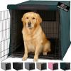 GORILLA GRIP Dog Crate Covers Compatible with Amazon Basics Dog Crates, All Sides Open, Privacy Cover Fits 36″ Wire Kennel, Breathable Mesh Windows, Light Reducing Puppy Training Cage Topper, Black(Hunter Green)
