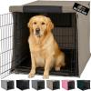 GORILLA GRIP Dog Crate Covers Compatible with Amazon Basics Dog Crates, All Sides Open, Privacy Cover Fits 36″ Wire Kennel, Breathable Mesh Windows, Light Reducing Puppy Training Cage Topper, Black(Light Taupe)