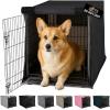 GORILLA GRIP Dog Crate Covers Compatible with Amazon Basics Dog Crates, All Sides Open, Privacy Cover Fits 36″ Wire Kennel, Breathable Mesh Windows, Light Reducing Puppy Training Cage Topper, Black(Black)