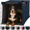 GORILLA GRIP Dog Crate Covers Compatible with Amazon Basics Dog Crates, All Sides Open, Privacy Cover Fits 36″ Wire Kennel, Breathable Mesh Windows, Light Reducing Puppy Training Cage Topper, Black(Navy)