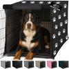 GORILLA GRIP Dog Crate Covers Compatible with Amazon Basics Dog Crates, All Sides Open, Privacy Cover Fits 36″ Wire Kennel, Breathable Mesh Windows, Light Reducing Puppy Training Cage Topper, Black(Black Paw)
