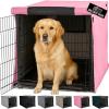 GORILLA GRIP Dog Crate Covers Compatible with Amazon Basics Dog Crates, All Sides Open, Privacy Cover Fits 36″ Wire Kennel, Breathable Mesh Windows, Light Reducing Puppy Training Cage Topper, Black(Pink)