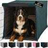 GORILLA GRIP Dog Crate Covers Compatible with Amazon Basics Dog Crates, All Sides Open, Privacy Cover Fits 36″ Wire Kennel, Breathable Mesh Windows, Light Reducing Puppy Training Cage Topper, Black(Hunter Green)