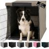 GORILLA GRIP Dog Crate Covers Compatible with Amazon Basics Dog Crates, All Sides Open, Privacy Cover Fits 36″ Wire Kennel, Breathable Mesh Windows, Light Reducing Puppy Training Cage Topper, Black(Light Taupe)