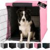 GORILLA GRIP Dog Crate Covers Compatible with Amazon Basics Dog Crates, All Sides Open, Privacy Cover Fits 36″ Wire Kennel, Breathable Mesh Windows, Light Reducing Puppy Training Cage Topper, Black(Pink)