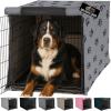 GORILLA GRIP Dog Crate Covers Compatible with Amazon Basics Dog Crates, All Sides Open, Privacy Cover Fits 36″ Wire Kennel, Breathable Mesh Windows, Light Reducing Puppy Training Cage Topper, Black(Gray Black Paw)