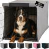 GORILLA GRIP Dog Crate Covers Compatible with Amazon Basics Dog Crates, All Sides Open, Privacy Cover Fits 36″ Wire Kennel, Breathable Mesh Windows, Light Reducing Puppy Training Cage Topper, Black(Gray)