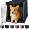 GORILLA GRIP Dog Crate Covers Compatible with Amazon Basics Dog Crates, All Sides Open, Privacy Cover Fits 36″ Wire Kennel, Breathable Mesh Windows, Light Reducing Puppy Training Cage Topper, Black(Navy)