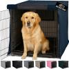 GORILLA GRIP Dog Crate Covers Compatible with Amazon Basics Dog Crates, All Sides Open, Privacy Cover Fits 36″ Wire Kennel, Breathable Mesh Windows, Light Reducing Puppy Training Cage Topper, Black(Navy)
