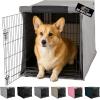 GORILLA GRIP Dog Crate Covers Compatible with Amazon Basics Dog Crates, All Sides Open, Privacy Cover Fits 36″ Wire Kennel, Breathable Mesh Windows, Light Reducing Puppy Training Cage Topper, Black(Gray)