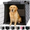 GORILLA GRIP Dog Crate Covers Compatible with Amazon Basics Dog Crates, All Sides Open, Privacy Cover Fits 36″ Wire Kennel, Breathable Mesh Windows, Light Reducing Puppy Training Cage Topper, Black(Gray Black Paw)