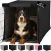 GORILLA GRIP Dog Crate Covers Compatible with Amazon Basics Dog Crates, All Sides Open, Privacy Cover Fits 36″ Wire Kennel, Breathable Mesh Windows, Light Reducing Puppy Training Cage Topper, Black(Black)